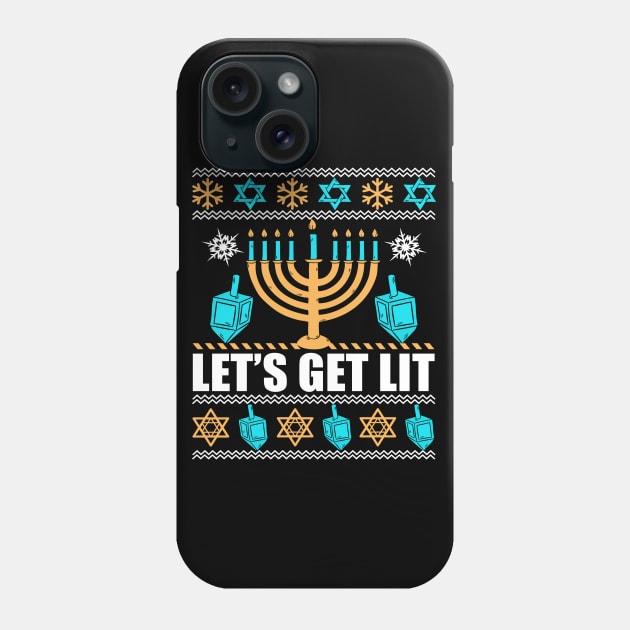 Let's Get Lit, Funny Hanukkah Festival Gifts Shirt Phone Case by adik