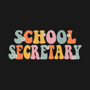 School Secretary Groovy Retro School Secretary Front Office T-Shirt