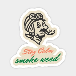 stay calm smoke weed Mario classic cartoon Magnet