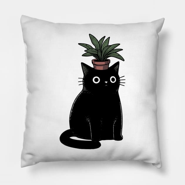 Cat Plant Head Pillow by katzura