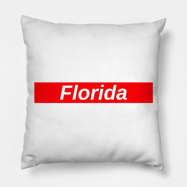 Florida // Red Box Logo Pillow by FlexxxApparel