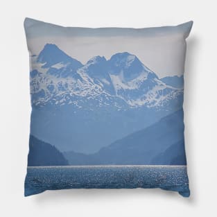 USA. Alaska. Ocean. Mountains. Silhouettes. Pillow