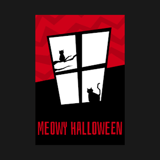 Meowy Halloween Funny Cat Design T-Shirt