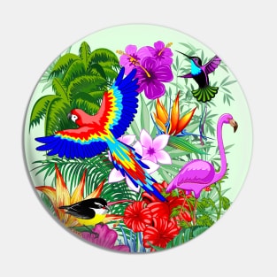 Wild Birds and Tropical Nature Summer Exotic Pattern Pin