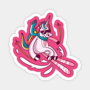 Skiing Unicorn Magnet