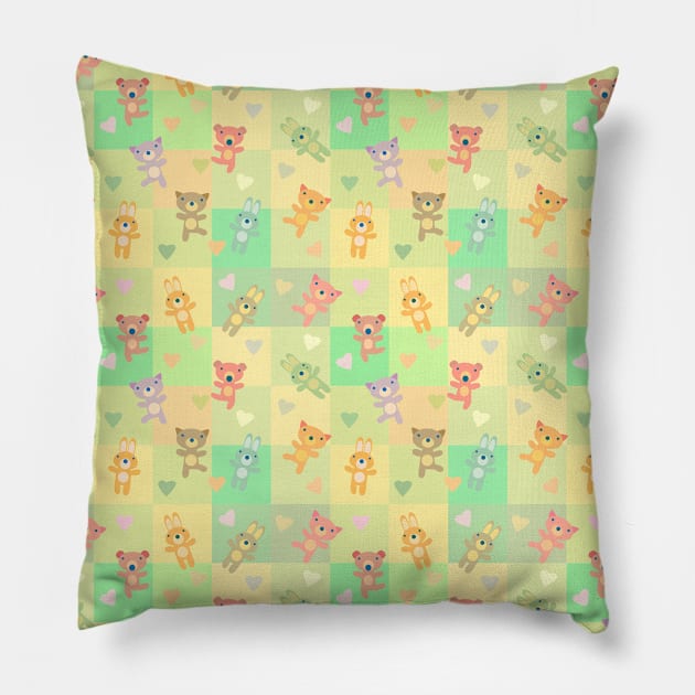 Doll & Square Pattern Pillow by AnnieWijaya