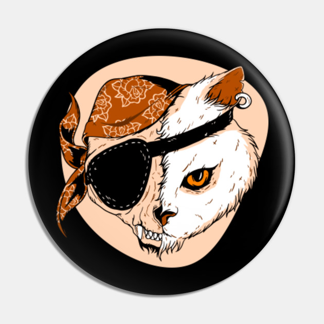 Pirate Cat In Orange Cartoon Cool Animal Pet Feline Art Pirate Cat Pin Teepublic