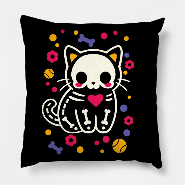 Cat skeleton Pillow by NemiMakeit