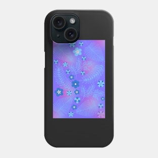 Light Blue leaves and flowers pattern Phone Case