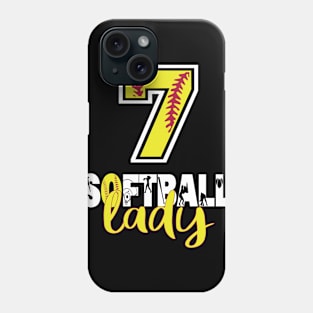 7th Birthday Softball Lady Girl 7 Years Old Softball Lover design Phone Case