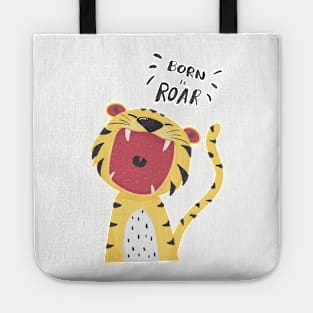 Tiger born to roar cute cartoon for boy kids t-shirt, great for birthday gift Tote