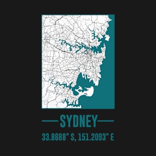 Sydney Minimalist city Map,Sydney DIY city Map T-Shirt