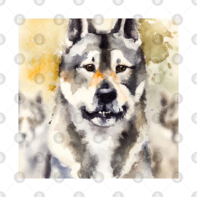 Norwegian Elkhound Watercolor - Dog Lover Gifts by Edd Paint Something