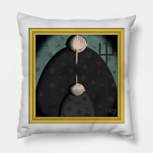 Retro Pudgy Farm Man and Boy Goth Painting Pillow