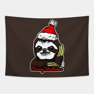 Merry Slothmas - Funny and Cute Christmas Sloth Tapestry