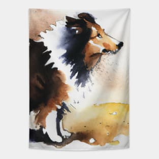 Collie Watercolor Painting - Dog Lover Gifts Tapestry