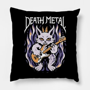 Death Metal Satanic Baphomet Cat playing guitar Pillow