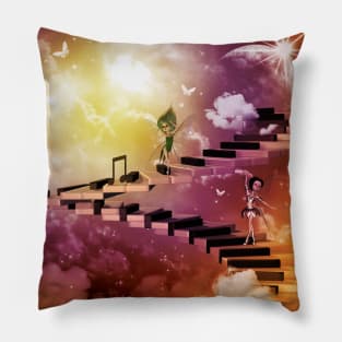 Music, dancing fairy on a piano Pillow