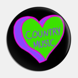 Cool Country Music Heart Pin