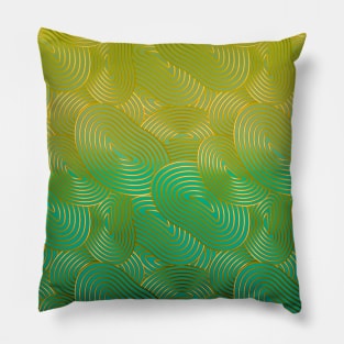 Turquoise gold plates modern art deco Pillow