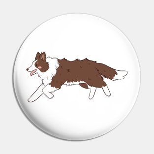 Cute running brown border collie illustration Pin