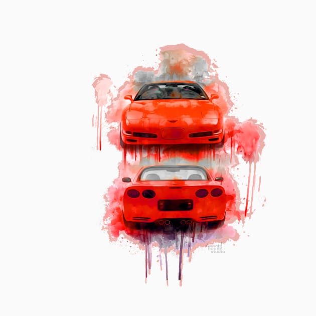 Red Corvette aqua splash by AaaahEeeekStudio