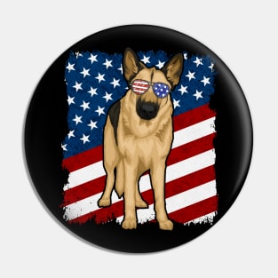 German Shepherd Dog American Flag Pin