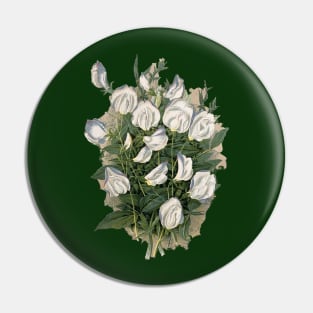 19th Century White Flowers Lithograph Pin