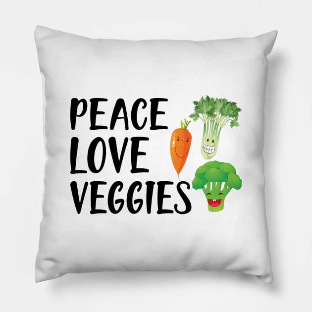 Vegetarian - Peace love veggies Pillow by KC Happy Shop