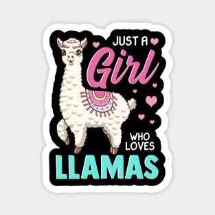 Cute & Funny Just A Girl Who Loves Llamas Lama Magnet