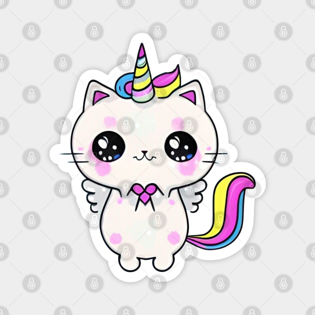 Kawaii Caticorn Unicorn Cat Kittycorn Magnet by Splash Graphics