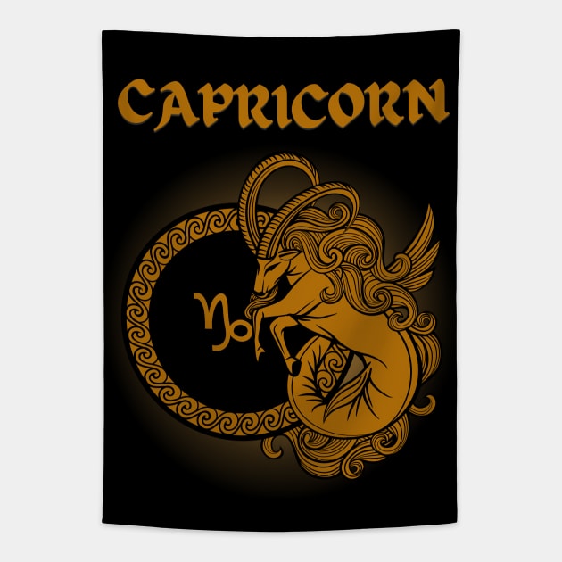 Capricorn Goat Gothic Style Tapestry by MysticZodiac