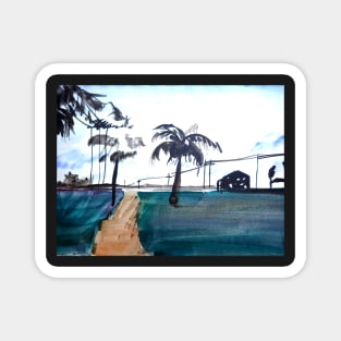 South Padre Beach Watercolor Painting Magnet