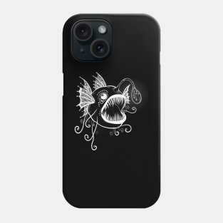 Angler fish with light bulb with flowers Phone Case