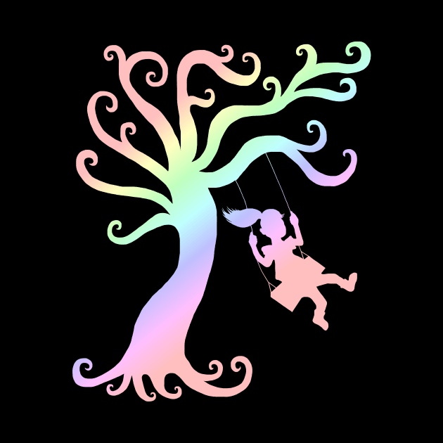 Whimsical Pastel Tree Silhouette by Art by Deborah Camp