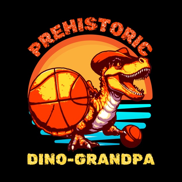 Vintage Funny Prehistoric Dino-Grandfather Comboy Dinosaur Basketball by JEA Jennifer Espina Arts