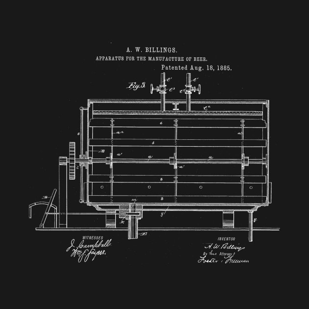 Apparatus for the Manufacture of Beer Vintage Patent Hand Drawing by TheYoungDesigns