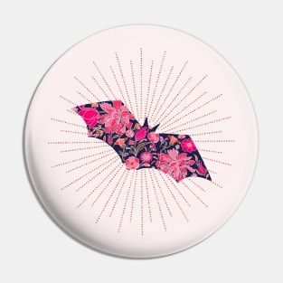 Pink vintage floral bat silhouette Pin