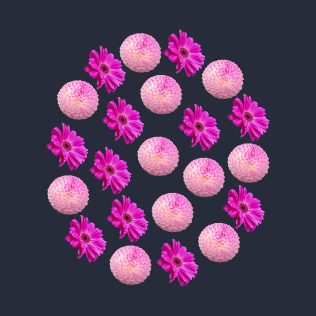 Dark Pink Gerbera and Pink Ball Dahlia Floral Group by ellenhenryflorals
