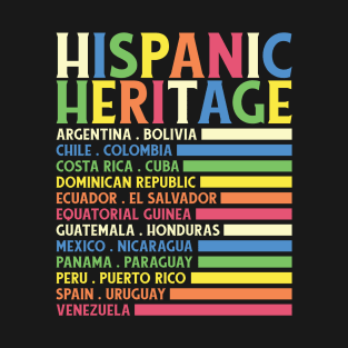 National Latino Countries Hispanic Heritage Month T-Shirt