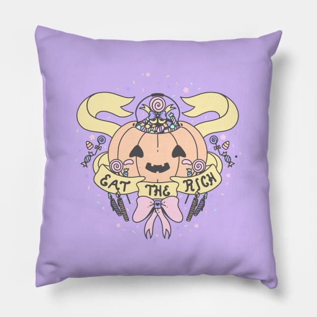 Eat The Rich Pillow by Cosmic Queers