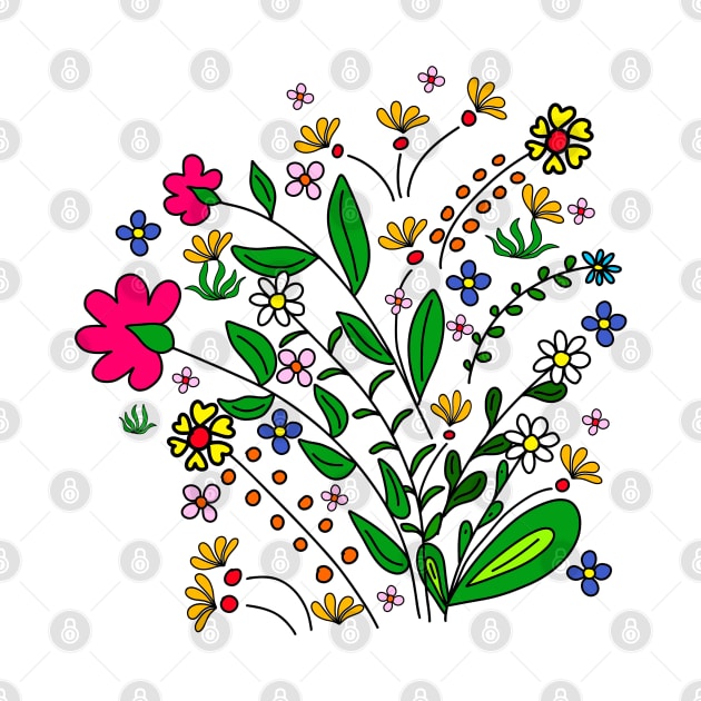 colourful flower meadow blooming flower tendril floral pattern by rh_naturestyles