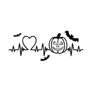 Pumpkin Heartbeat T-Shirt, T-shirt, Halloween Medican Shirt, Halloween Pumpkin, Halloween Bat Tee, Halloween Party Tee T-Shirt