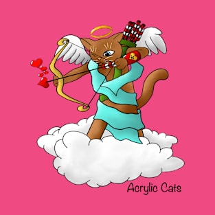 Valentine's Day Chocolate Brown Cupid Cat T-Shirt