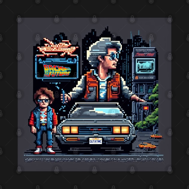 Back to the future pixelated art by Buff Geeks Art