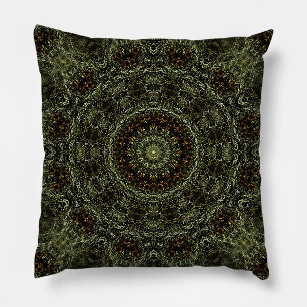 Mandala Kaleidoscope in Shades of Nature Pillow by Crystal Butterfly Creations