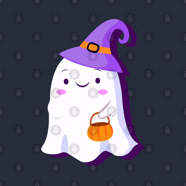 kawaii halloween ghost by Fade-the-red