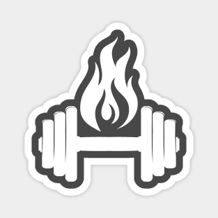 Flame and Free Weights in white Magnet