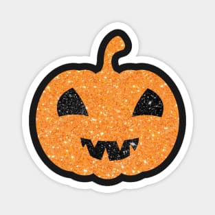 Light Orange Faux Glitter Halloween Pumpkin Face Magnet