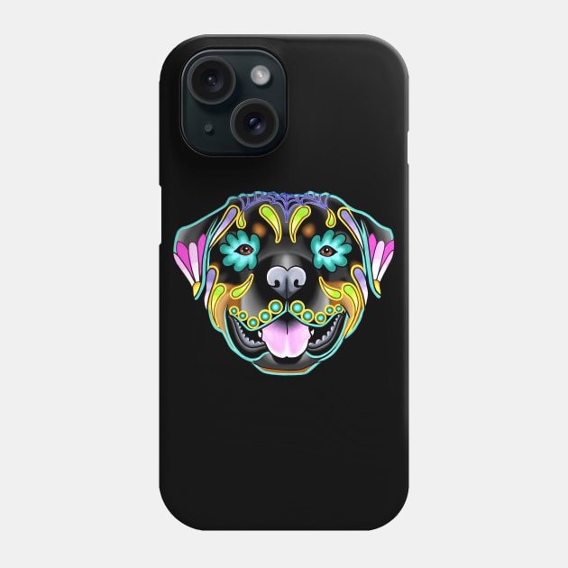 Rottweiler - Day of the Dead Sugar Skull Dog Phone Case by prettyinink